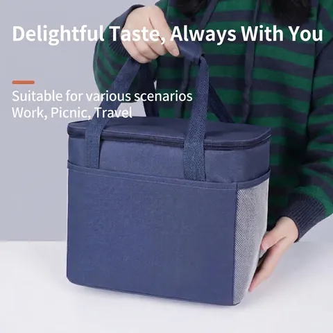 Borsa Termica per il Pranzo Portatile in Tessuto Oxford di Grande Capacità per Impiegati e Studenti Picnic All'aperto