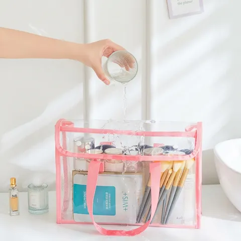 Bolsa de Mano de PVC Transparente Engrosada Gran Capacidad Impermeabile Bolsa de Archivo de Examen Estudiante Bolsa de Almacenamiento