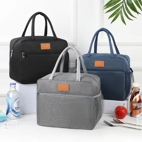Bolsa de Almuerzo Térmica Portátil Tela Oxford Bolsa de Picnic Impermeable Con Forro de Papel de Aluminio Para Oficina Escuela