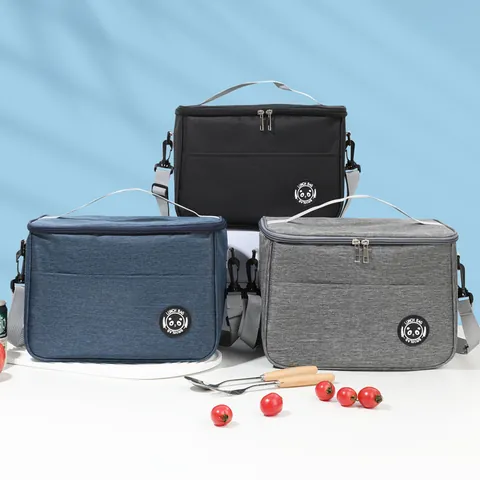 Large Capacity Insulated Lunch Bag Oxford Cloth Thermal Cooler Bag For Outdoor Picnic Camping Handheld Crossbody Bento Box Bag
