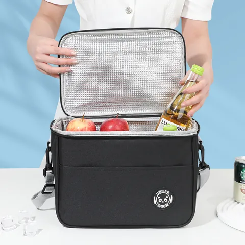 Large Capacity Insulated Lunch Bag Oxford Cloth Thermal Cooler Bag For Outdoor Picnic Camping Handheld Crossbody Bento Box Bag