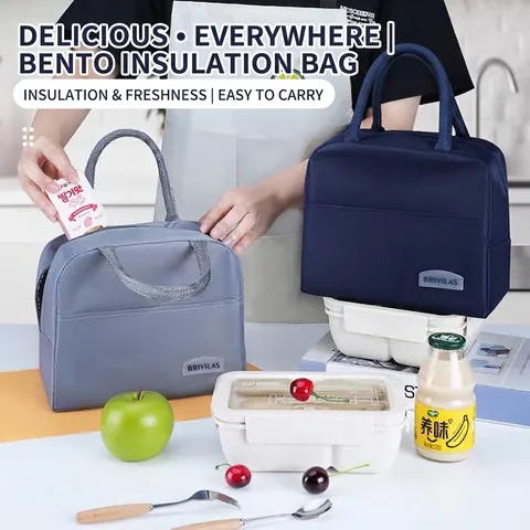 Portable Thermal Lunch Bag Waterproof Oxford Cloth Insulated Bento Tote For Work School Commute Office Travel Outdoor Food Bag