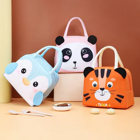 Cartoon Animal Insulated Lunch Bag Portable Oxford Cloth Thermal Bento Bag With Aluminum Foil Lining For School Office Camping Women Kids