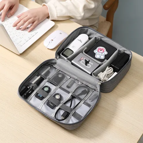 Waterproof Travel Electronic Organizer Bag Double Layer Digital Accessory Case For Cable Power Bank Mouse Portable