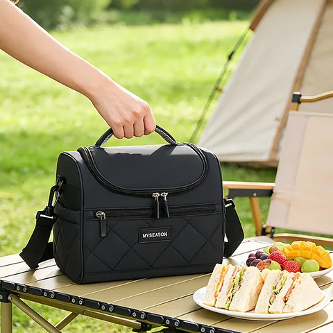 Geïsoleerde Lunchtas Voor Dames Heren Gewatteerde Handheld Thermische Picknicktas Draagbare Koeltas Bento Tas Voor Werk School