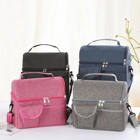 Bolsa Térmica de Doble Capa Gran Capacidad Tela Oxford Aislada Bandolera Picnic Hielo Portátil para el Trabajo al Aire Libre