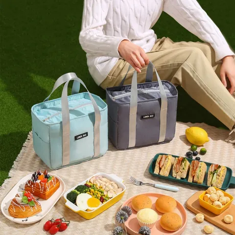 Portable Insulated Lunch Bag Waterproof Aluminum Foil Thickened Bento Box Tote For Office School Picnic Outdoor Lunch Bag