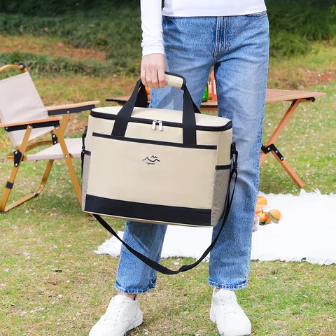 Große Kapazität Thermisch Isolierte Picknicktasche Oxford Gewebe Kühlbox Tragbare Outdoor Camping Kühltasche Lebensmittelspeicher Mit Verstellbarem Schultergurt