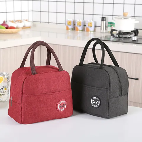 Portable Oxford Cloth Insulated Lunch Bag Panda Pattern Thermal Lunch Box Tote For Office School Picnic Outdoors Travel