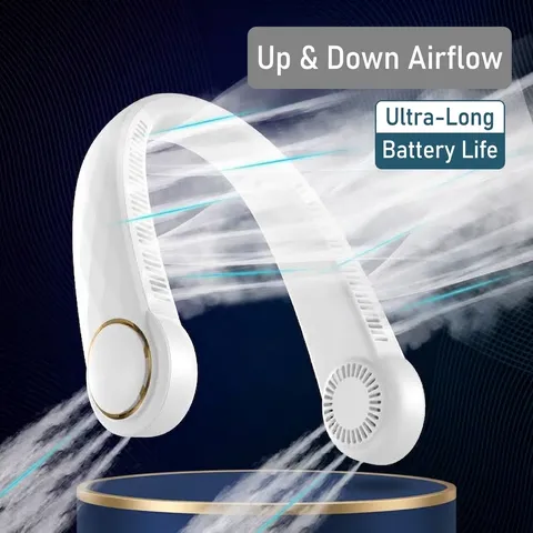 Bladeless Neck Fan Portable USB Rechargeable Wearable Personal Fan 3 Speeds Hands-Free Cooling Fan For Outdoor Sports Travel