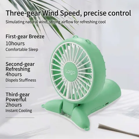 Portable Cartoon Neck Fan USB Rechargeable Handheld Foldable Mini Fan Silent Cooling Fan With Lanyard For Travel Dormitory