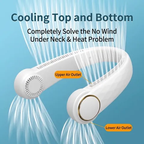 Portable Hands Free Neck Fan Leafless USB Rechargeable Wearable Personal Cooling Fan For Outdoor Sports Travel Summer Essential
