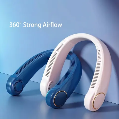 Portable Leafless Neck Fan USB Rechargeable Silent Personal Fan With 360 Degree Airflow Quiet Cooling Hanging Neck Fan For Outdoor Travel