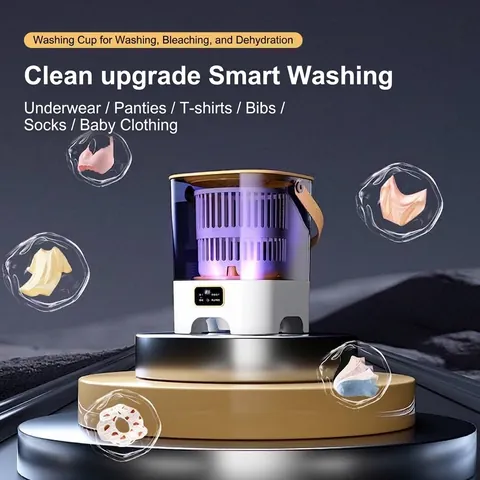Portable Mini Washing Machine Fully Automatic Cordless Small Spin Dryer With UV Sterilization For Baby Clothes Underwear Socks
