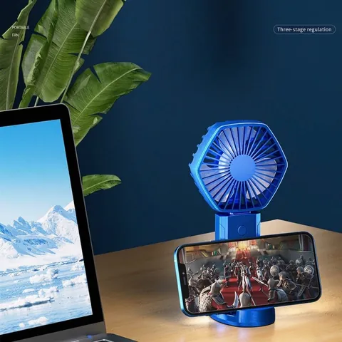 Portable Handheld Mini USB Rechargeable Fan Silent Desktop Cooling Fan With Phone Holder For Dormitory Office Travel