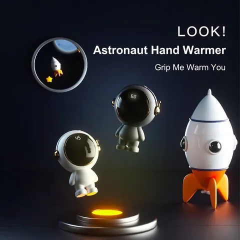 Astronaut Portable Hand Warmer Rechargeable Electric Heater Digital Temperature Display Winter Cartoon Mini Heater For Travel Office Home Gift