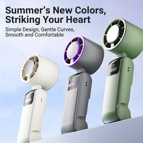 Portable Handheld Semiconductor Cooling Fan 199 Speed Digital Display USB Rechargeable Mini Desk Neck Fan For Outdoor
