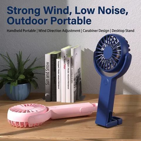 2025 Portable Handheld Fan 5-Speed USB Rechargeable Mini Desk Fan 180 Degree Rotating Foldable Buckle Fan For Travel Outdoor