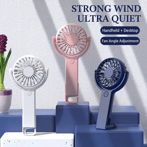 2025 Portable Handheld Fan 5-Speed USB Rechargeable Mini Desk Fan 180 Degree Rotating Foldable Buckle Fan For Travel Outdoor