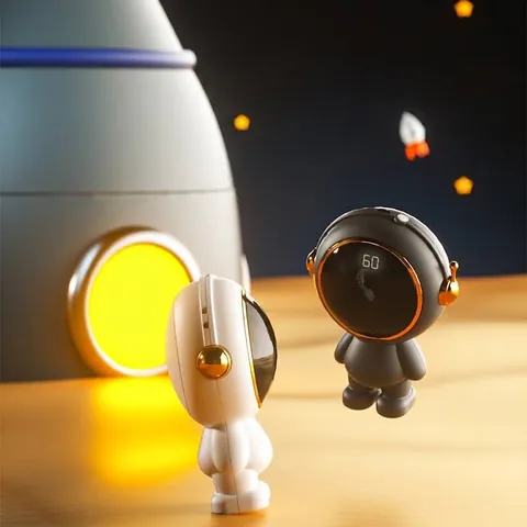 Scaldamani USB Portatile Astronauta Con Display Digitale Ricaricabile Cartone Animato Capsula Spaziale Mini Riscaldatore Regalo Invernale
