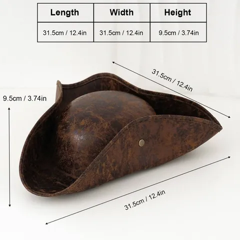 Vintage Marble Texture Tricorn Pirate Hat Retro Brown Woven Costume Hat For Halloween Masquerade Party Props Men Women