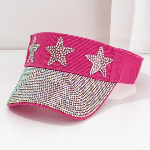 Y2K Gorra de Béisbol de Mujer Nashville Visera Parasol Strass Estrella Ala Visera Sombrero de Sol al Aire Libre Accesorios de Moda