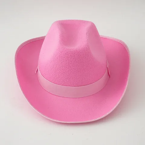 Damen Retro Pink Western Cowboy Hut Braut Hochzeit Flitterwochen Fedora Mit Schleifenband Verstellbarer Kinnriemen Polyester Sonnenhut