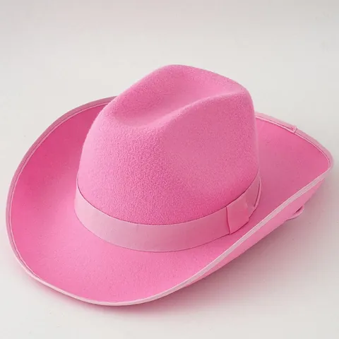 Damen Retro Pink Western Cowboy Hut Braut Hochzeit Flitterwochen Fedora Mit Schleifenband Verstellbarer Kinnriemen Polyester Sonnenhut