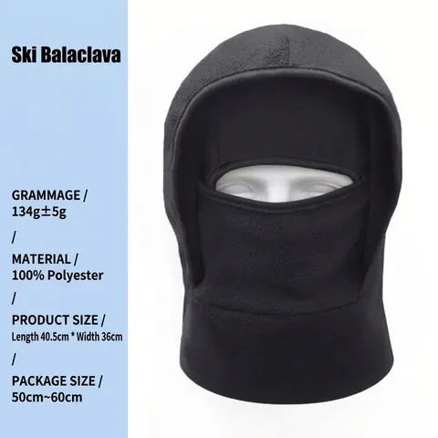 Unisex Winter Balaclava Ski Mask Warm Fleece Cycling Hat Windproof Neck Gaiter Outdoor Climbing Headgear For Men Women