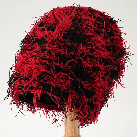 Unisex Punk Hip Hop Fransen Strickmütze Rot Schwarz Camouflage Messy Plüsch Gewebte Beanie Für Reisen Outdoor Warme Strickmütze
