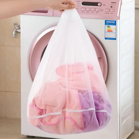 Thickened Nylon Fine Mesh Laundry Bag For Washing Machine Drawstring Wash Bag For Sweater Underwear Home Clothing Protection