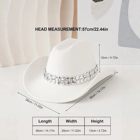 British Style Polyester Cowboy Hat With Silver Metal Clover Chain Wide Brim Fedora Party Hat For St Patrick Day Costume