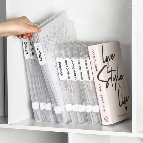 Transparent Document Storage Box Polypropylene Waterproof Case With Double Buckles And Index Label For Office Desktop Home
