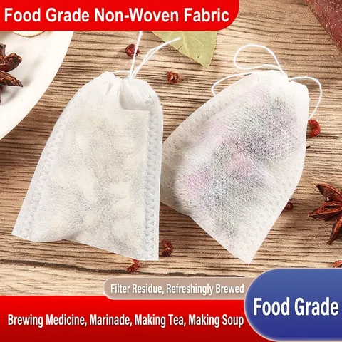 Disposable Tea Filter Bags Non-Woven Food Grade Spice Bags With Drawstring For Loose Leaf Tea Herbs Medicine Soup