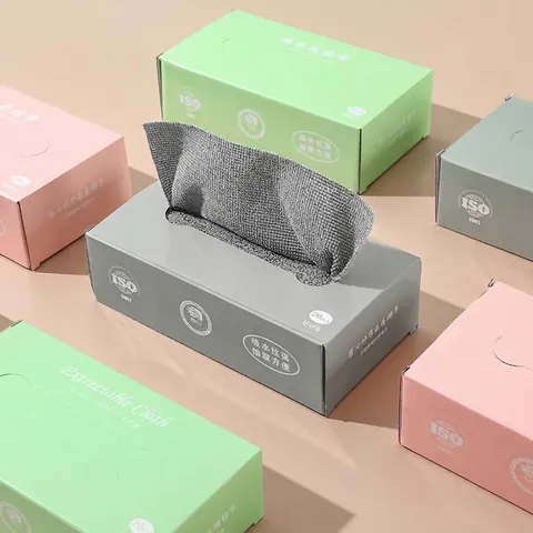 Boxed Microfiber Cleaning Cloth Dispenser Dispensing Dishcloth Absorbent Reusable Household Kitchen Cleaning Rags Multi Color Pieces