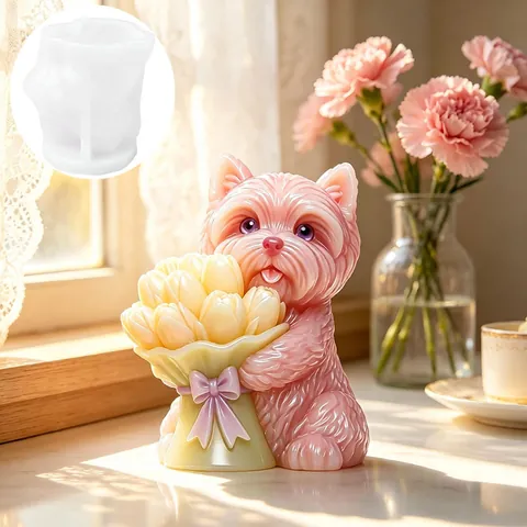 West Highland White Terrier Tulpe Silikonform 3D Tier DIY Kerze Seife Gips Herstellung Werkzeug Valentinstag Geschenk