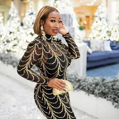 Women's Sequined Mermaid Evening Gown Long Sleeve African Style Formal Party Wedding Fishtail Dress With Inner Lining