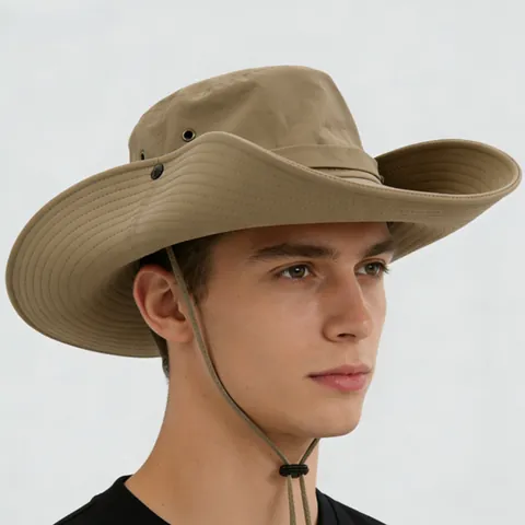 Western Cowboy Sonnenhut Für Herren Damen Outdoor Wandern Angelhut Große Krempe UV-Schutz UPF 50 Atmungsaktiv Faltbarer Safarihut