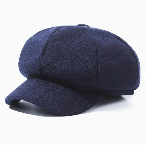 Unisex Retro Polyester Solid Color Octagonal Newsboy Cap Autumn Winter Warm Beret Hat With Short Brim For Outdoor Daily Fashion