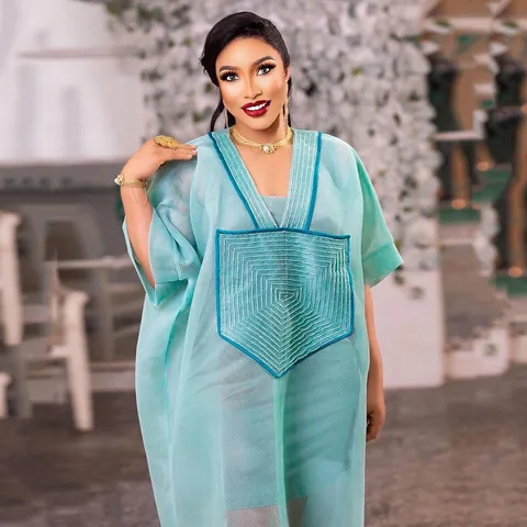 African Style Plus Size Women Top And Bottom Light Blue Mesh Embroidered Loose Robe And Inner Dress Elegant Summer Casual Outfit