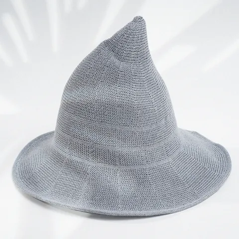 Women Pointed Witch Hat Simple Personalized Magic Hat Cosplay Halloween Celebration Party Costume Accessory Knitted Wizard Hat