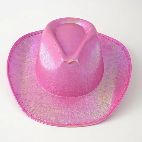 Sombrero de Vaquero Brillante Estilo Nashville para Mujeres Hombres Sombrero Fedora Metálico de Neón para Fiesta