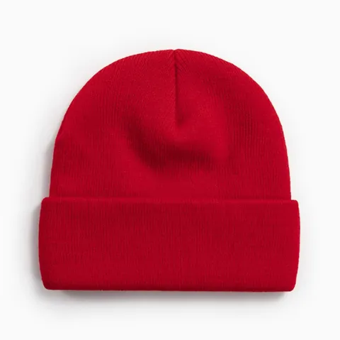Bonnet en Tricot de Polyester Couleur Unie Unisexe pour Hommes Femmes Automne Hiver Chaud Thermique Bord Replié Bonnet Décontracté Quotidien