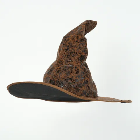 Halloween Vintage Artificial Leather Wizard Witch Hat Retro Cracked Texture Magic Hat Cosplay Party Costume Props For Unisex