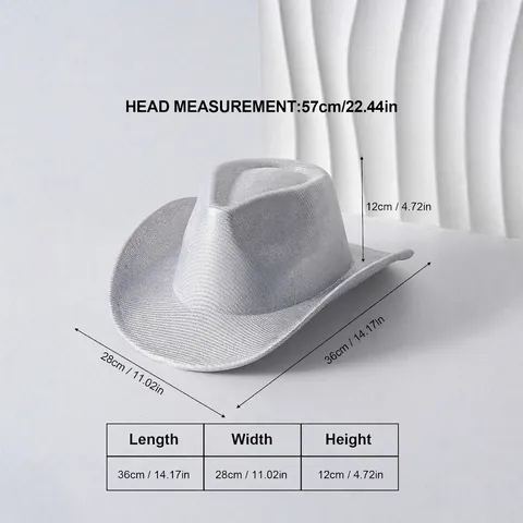 Women Metallic Luster Cowboy Hat Wide Brim Sun Protection Polyester Fedora Western Style Fashion Hat For Travel Daily Wear