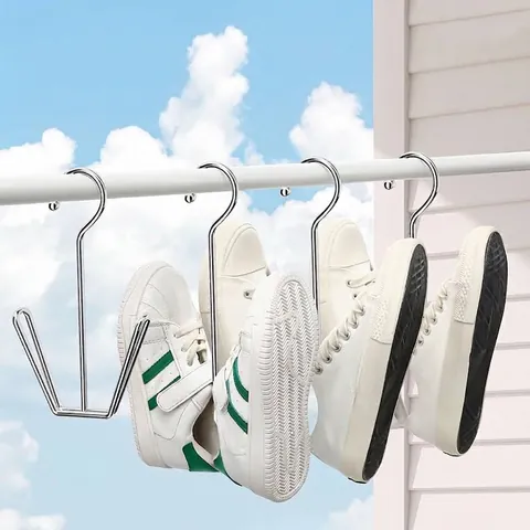 Stainless Steel Shoe Drying Rack Balcony Windproof Hanging Hook For Shoes Multi Purpose Laundry Storage Organizer Hook