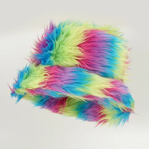 Women's Colorful Wool Faux Fur Plush Bucket Hat Winter Warm Rainbow Fisherman Hat Sweet Style Outdoor Bucket Hat