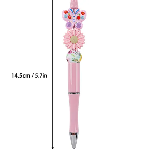 Acrylic Beaded Ballpoint Pen Creative Butterfly Floral Beads Pen 1.0mm Nib Writing Tool For Student School Office Gift
