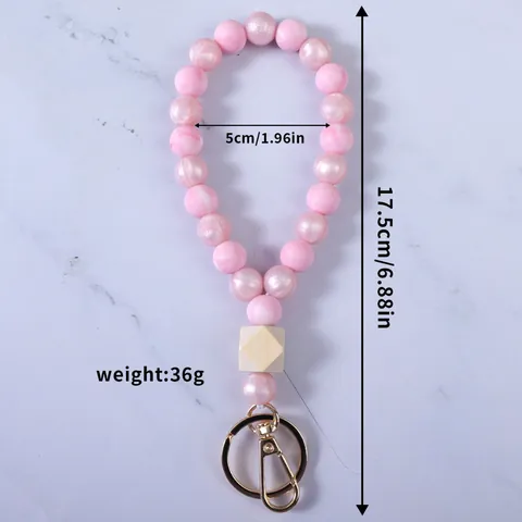 Catena per Telefono in Perline di Silicone Colore Caramella Portachiavi per Donna Fatto a Mano in Silicone Legno Anello Portachiavi Cinturino Anti-Caduta Accessori Fai-da-Te