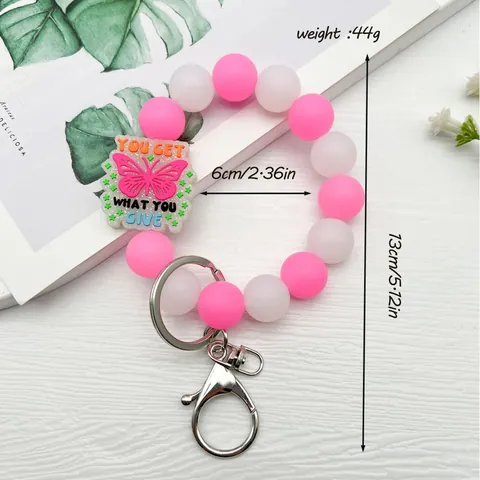 Leuchtender Silikonperlen Schlüsselanhänger Armband Im Dunkeln Leuchtende Matte Perlen Schlüsselring Cartoon Tier Buchstabe Anhänger Armband Geschenk